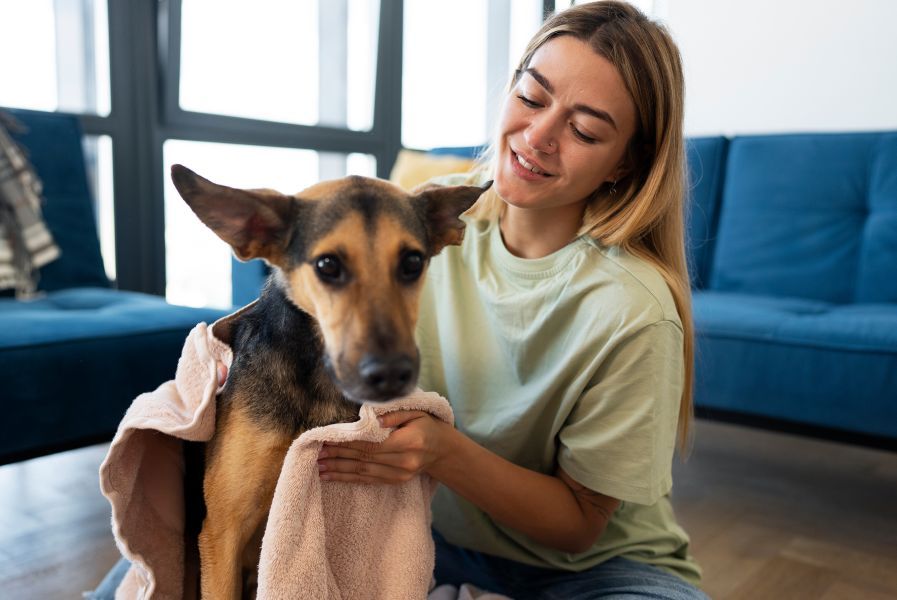 Gastgeber mit Hund